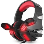 Casque Gamer Hunterspider V3 Écouteur avec Microphone LED Lumière USB + 3.5mm 4Pin Casque de jeu Pour PS4 / XBOX ONE - rouge