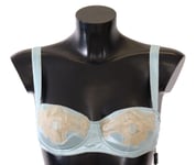 DOLCE & GABBANA Underwear Silk Light Blue Semi Pad Balconette Bra IT1 / XS