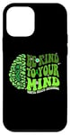 Coque pour iPhone 12 mini Be kind To Your Mind Green Ribbon Brain Retro Groovy Woman