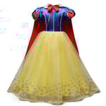 Snövit klänning + cape mantel, flickor festklänning cosplay Kostym 130cm 120cm