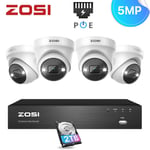 ZOSI 4K NVR 5MP CCTV POE IP 4 Camera Security System with 2TB Hard Drive Outdoor