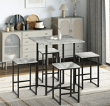 Bar Table and 4 Stools Kitchen Counter Height Dining Furniture Modern Breakfast