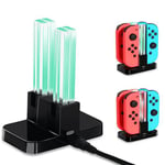 4 en 1 Chargeur Compatible Nintendo Switch Manette FONGWAN Station de Charger pour JoyCon avec Indication LED - Noir