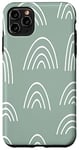 iPhone 11 Pro Max Rainbow Line Art Abstract Aesthetic Pattern Sage Green Case