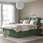 IKEA IKEA LILLFJÄLLET kontinentalsäng med förvaring, vågstranda medium fast/nordberget tibbleby grön, 180x200 cm, cm 180x200 cm