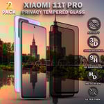 2-Pack Privacy Skärmskydd For Xiaomi 11T Pro - Härdat Glas 9H - Super Kvalitet 3D