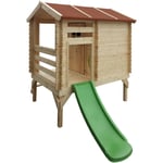 Maison sur pilotis pour enfants avec toboggan 1.1m2 - Cabane enfant exterieur - 182x146xH205cm - Maisonnette en bois pour enfants Timbela M501C
