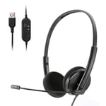 Computer Headsets with Microphone Noise Cancelling & Audio Control, Wired USB Headset PC Headphone Earphone Customer Service Headsets with Mic for Laptop Business Call Center Skype Chat