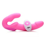 XR Brand Urge Vibrating Pink Silicone Strapless Strap On Remote Control Dildo