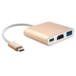 Usb hub usb c hub usb extension lead USB-C/Type-C HUB Converter 3 in 1 USB Type C to HDMI Adapter Cable (Color : Gold)