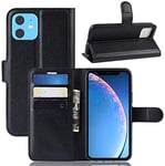 SS Tech Case For Apple Iphone 11 6.1 {2019} Black Book Style {Premium} PU Leather{Wallet Style} Flip Cover Elegant Card Slot and Magnetic Closure Case