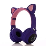 Huaze Kids Wireless Headphones Cat Ear Bluetooth 5.0 Headphones with Flashing Led Light SD Card Slot Built-in Microphone for Mobile Phone PC Laptop