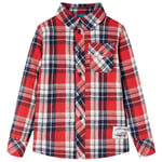 Flanellskjorta för barn röd och marinblå 128