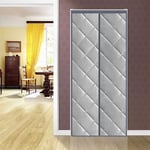 Magnetic Thermal Door Curtain, Keep Snowstorm Thicken Magnetic Door Curtain Folding Door Without Drilling, for Air Conditioner Heater Room/Kitchen -Gray-140x210CM