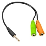 3.5mm AUX Audio Mic Splitter Cable Earphone Headphone Adapter Female To 2 Male