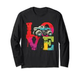 Love Monster Truck - Vintage Colorful Off Roader Truck Lover Long Sleeve T-Shirt