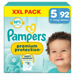 Pampers Premiumblöjor Protection , storlek 5 Junior 11-16kg, XXL-förpackning (1x 92 blöjor)