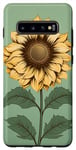 Galaxy S10+ Aesthetic Sunflower Line Art Minimalistic Sage Green Case