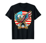 Dabbing Bald Eagle 4th Of July Patriotic American Flag T-Shirt