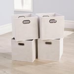 Cube Pack of Four Canvas Fabric 33x37cm Large Storage Insert Boxes