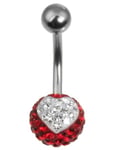 Sparkling Heart Navelpiercing - Röd/Vit