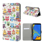 Samsung Galaxy A7 (2018) patterned leather flip case - Owl Family