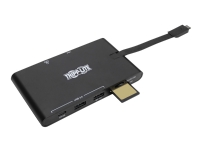 Tripp Lite USB-C Laptop Docking Station - HDMI, VGA, GbE, 4K @ 30 Hz, Thunderbolt 3, USB-A, USB-C, PD Charging 3.0, Black - Dokkingstasjon - USB-C 3.1 / Thunderbolt 3 - VGA, HDMI - 1GbE