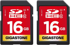 Gigastone 16GB SDHC Memory Card, Pack of 2 16 GB 2PK, Card 2 