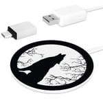 MUOOUM Wolf Howling At The Moon Fast Wireless Charger, Wireless Charging Pad 10W Unibody Fast Charging Pad Compatible for iPhone, airpods or any Qi enabled Smartphone