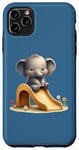 iPhone 11 Pro Max Blue Adorable Elephant on Slide Cute Animal Theme Case