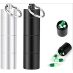 2-pack Portabel Pillerburk, Metall Nyckelring Pillerhållare Liten