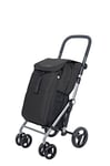 Carlett - Chariot de Courses supermarché Pliable avec 4 Roues,résistant à la Pluie, Grande capacité de 25kg,Un Sac Principal de 53L,Un Sac Thermique de 9L et Une Poche arrière-Couleur Noir