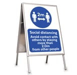 A2 A-Board Pavement Sign Double Sided Poster Holder Outdoors Snap Frame A2 + Social Distancing Posters Included