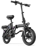 PARTAS Sightseeing/Commuting Tool - Folding Electric Bike, 400W Motor Max Speed 25Km/H LCD Display, Seat Adjustable, Portable Folding Bicycle Sports Outdoor Cycling Work Out (Color : Black 100KM)