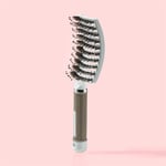 Curved Paddle Brush med vildsvinsborst (Vit)