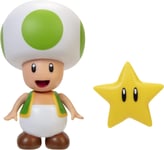 Super Mario Action Figure 4 Inch Green Toad Collectible Toy with Star Accessory
