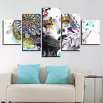 Prints On Canvas The Picture 5 Pieces Watercolor Abstract Woman Decorative Painting Inkjet Modern Home Office Oil Painting,B-With Frame 40X60X2+40X80X2+40X100Cmx1 | IMAGE PRINTED ON CANVAS | WALL AR