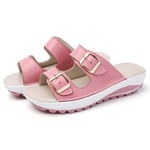 YCKZZR Beach Ladies Summer Platform Casual Female Flip Flops Womens Flat Slide Sandals with Arch Support 2 Strap Adjustable Buckle Slip on Slides Shoes Non Slip Rubber Sole,Pink,40