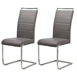 Générique DYLAN Lot de 2 chaises salle a manger - Simili gris Contemporain L 42,5 x 56 cm