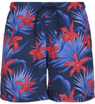 Urban Classics Badshorts blå/röda blommor (S,blue/red)