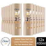 Dove Visible Glow Self-Tan Lotion Nourishing Care For Fair-Medium Skin, 12x400ml