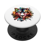 Tiger Watercolor Zoo Animal Park Wild Cat Jungle PopSockets Swappable PopGrip