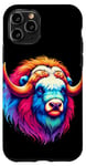 iPhone 11 Pro Cool Musk Ox Graphic Spirit Animal Illustration Tie Dye Art Case