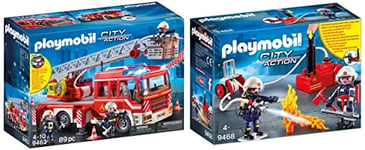 Playmobil - Camion de Pompiers avec Échelle Pivotante - 9463 & Pompiers avec Matériel d'Incendie - 9468