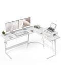 CubiCubi Bureau d'angle de jeu 170 x 120 cm en forme de L pour jeux vidéo avec support d'écran peu encombrant et facile à monter Blanc