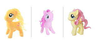 MY LITTLE PONY 13CM PLUSH TOYS - RECIEVE Fluttershy, Apple Jack & Pinkie Pie