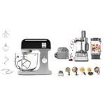 Kenwood kMix Stand Mixer for Baking, Stylish Kitchen Mixer with K-beater, Dough Hook and Whisk, 5L Glass Bowl, 1000 W, Black & MultiPro Express Weigh Food Processor, 8 Processing Tools