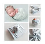 Bespeture Newborn Photography Props Baby Wraps Blanket Stretch Photo Posing Accessories for Girls Boys Milk Fiber Fabric (wrap+blanket, light green)