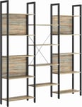 Vasagle bokhylla med 14 hyllor, metallram, industriell stil, 24 x 158 x 166 cm, ek med blå korn och svart
