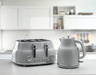 DAEWOO SDA2565GE Kettle & 4 Slice Toaster Set, Plastic, Grey